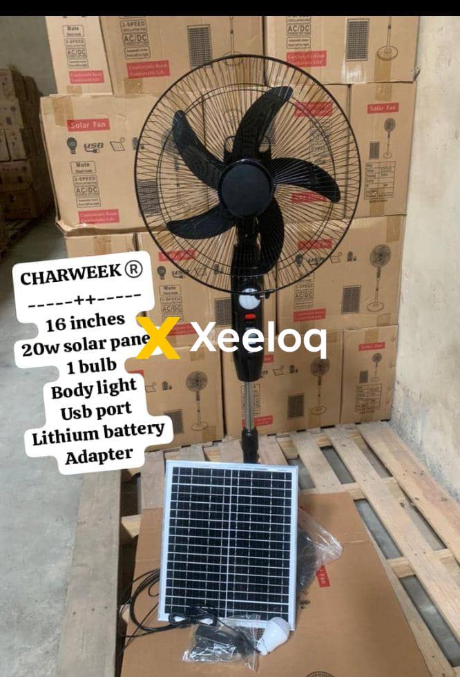 Charweek 16inch solar standing fan