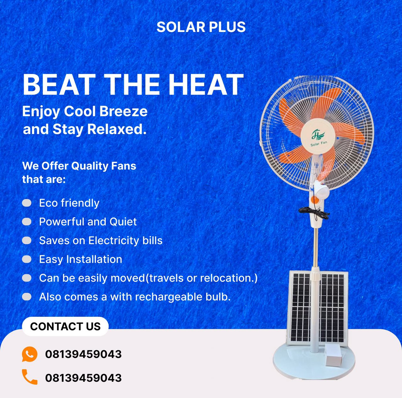 Solar Standing Fan with Orange Blades Nigeria
